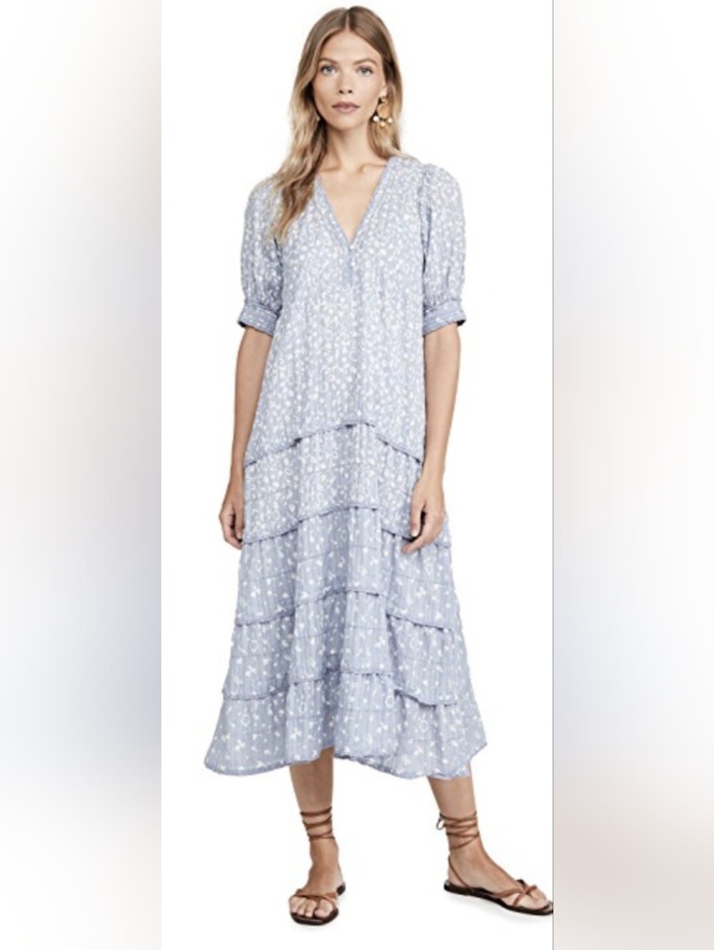 The GREAT. the Yonder dress in light blue floral, 0 , xsmall